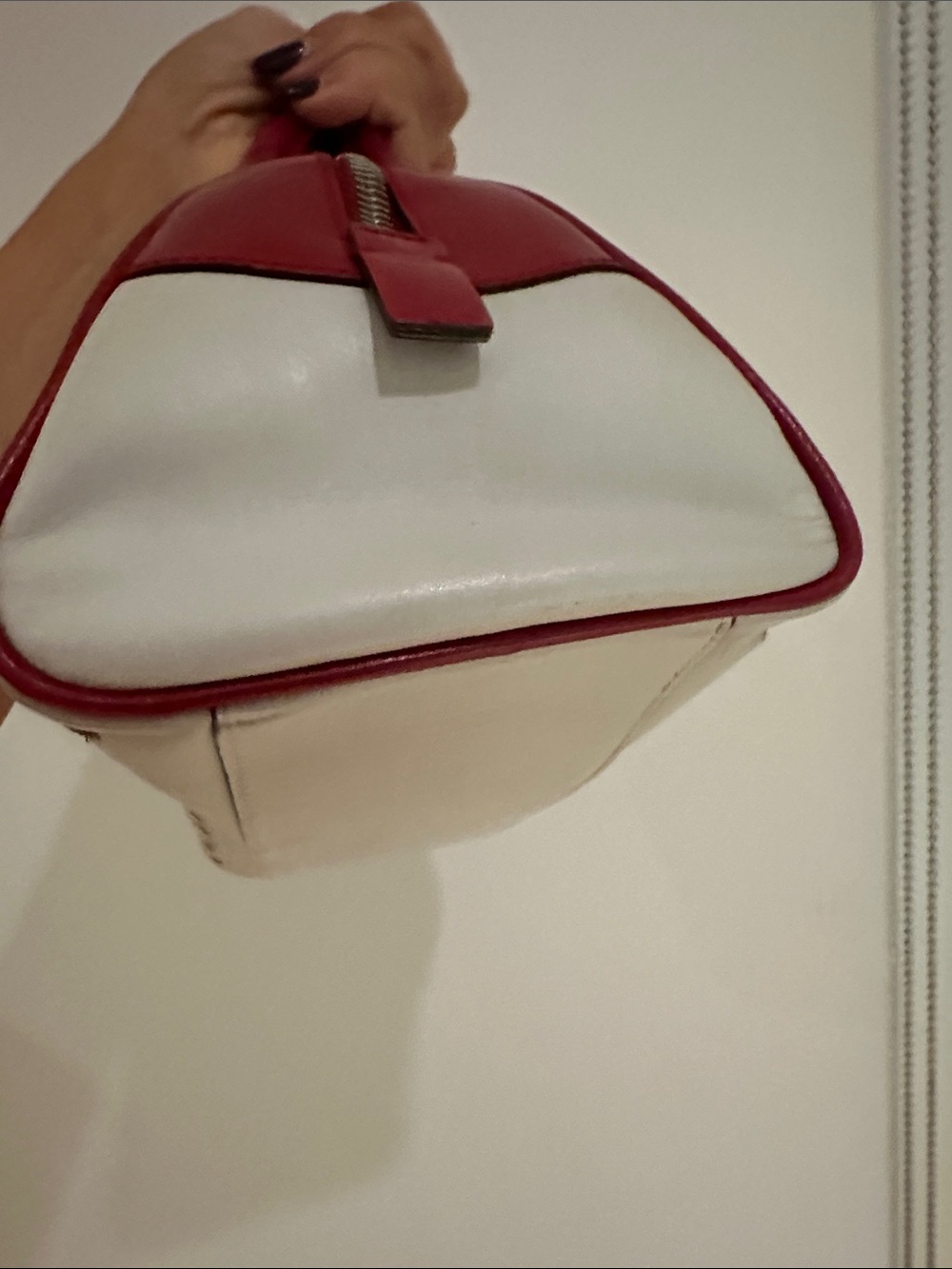 Vintage Prada S/S 2000 Vitello Drive Perforated Bowling Bag - Picture 6 of 12